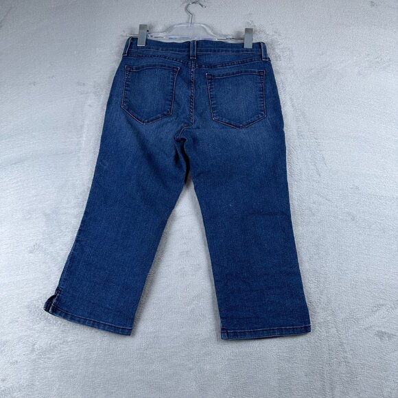 NYDJ Crop Jeans Womens Size 4P Mid Rise Medium Wash Ankle Slit Blue - Picture 2 of 12